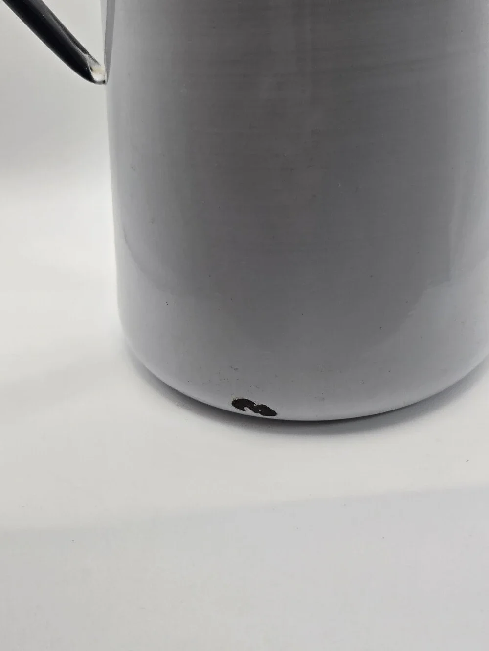 Vintage Enamel Coated Metal Cowboy Coffee Pot In Black And White